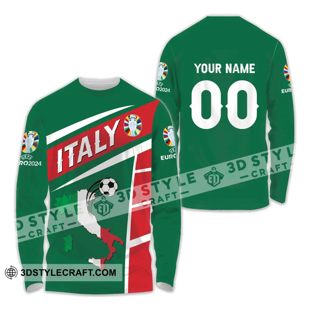 Unisex Shirt - Custom Name And Number Italy National Team Map Long Sleeve / S T-Shirt