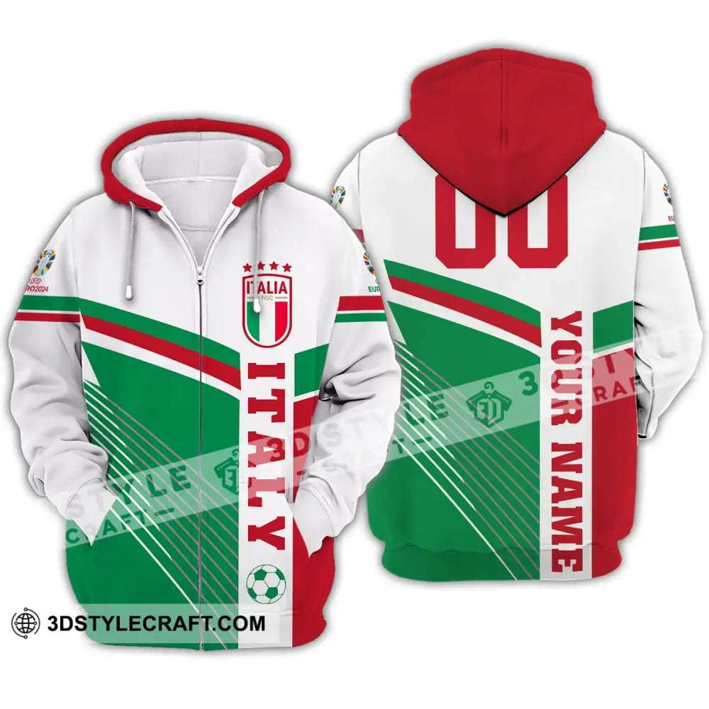 Unisex Shirt - Custom Name And Number Italy National Team Zipper Hoodie / S T-Shirt