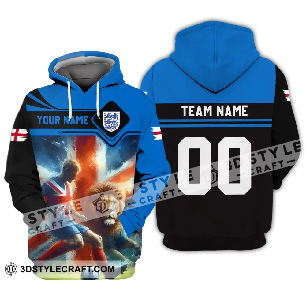 Unisex Shirt - Custom Name And Number Lion England National Team Euro 2024 Hoodie / S T-Shirt