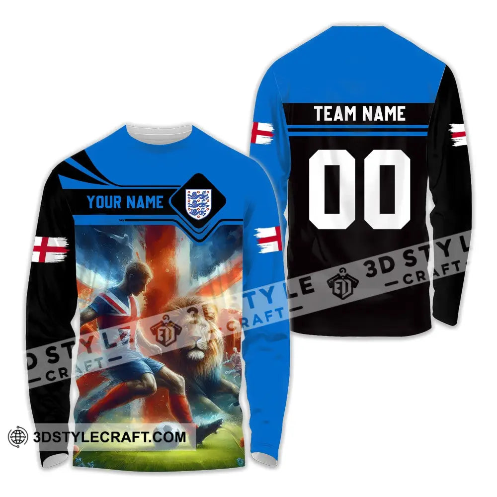 Unisex Shirt - Custom Name And Number Lion England National Team Euro 2024 Long Sleeve / S T-Shirt