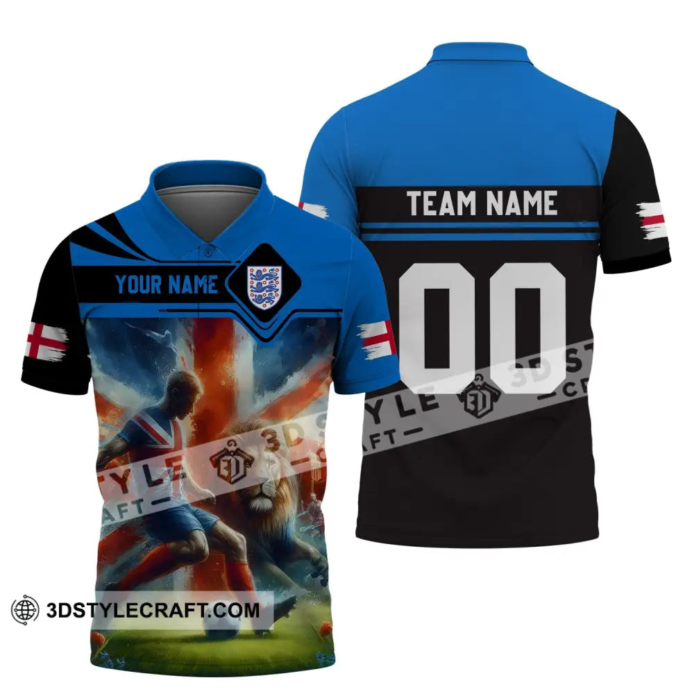 Unisex Shirt - Custom Name And Number Lion England National Team Euro 2024 Polo / S T-Shirt