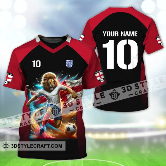 Unisex Shirt - Custom Name And Number Lion Playing Ball England Euro 2024 T-Shirt / S T-Shirt