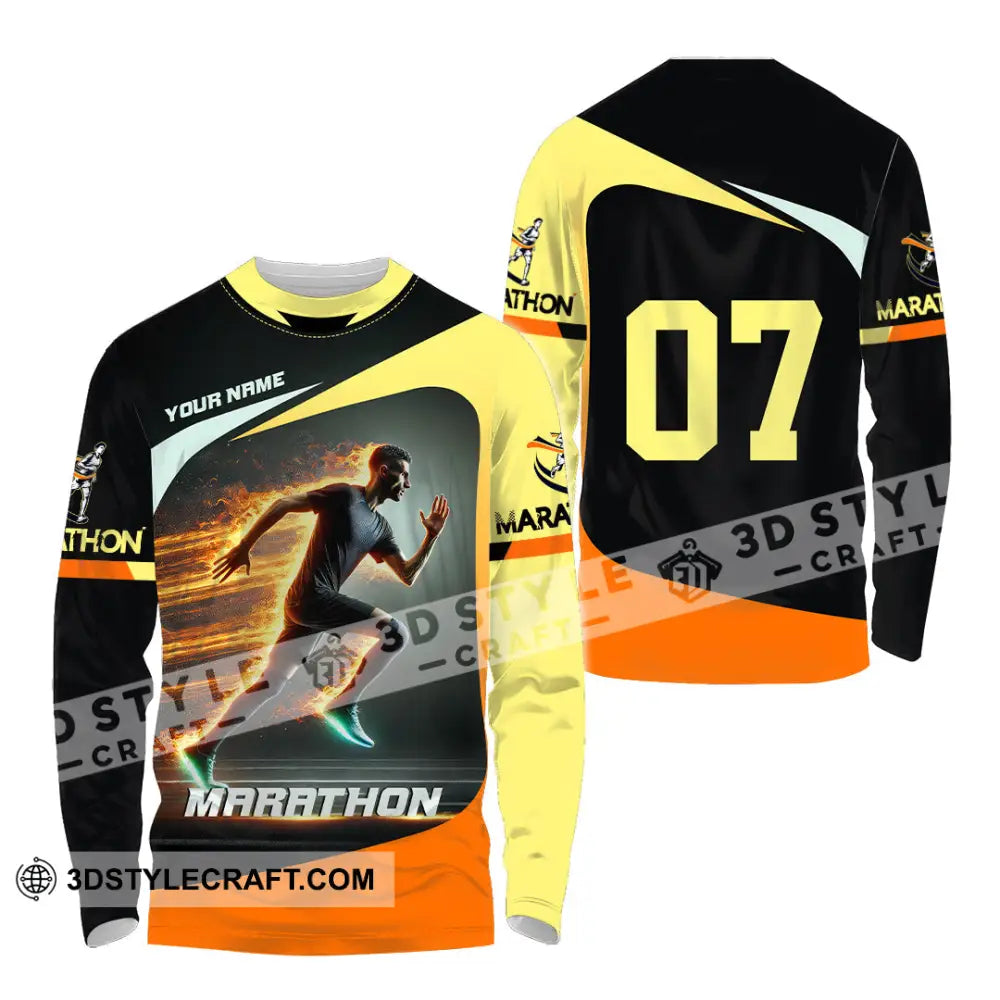 Unisex Shirt Custom Name And Number Marathon Lover Gift Long Sleeve / S T-Shirt