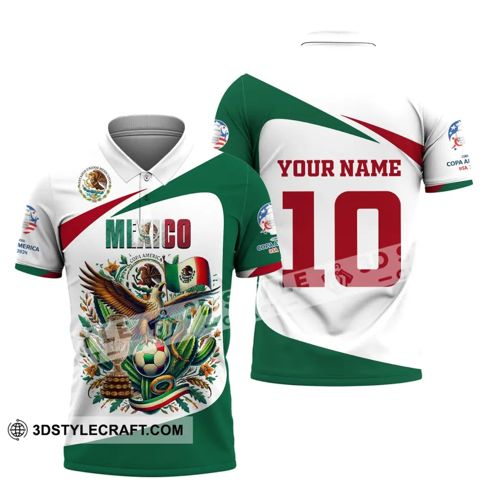 Unisex Shirt Custom Name And Number Mexico Football Polo Long Sleeve / S T-Shirt