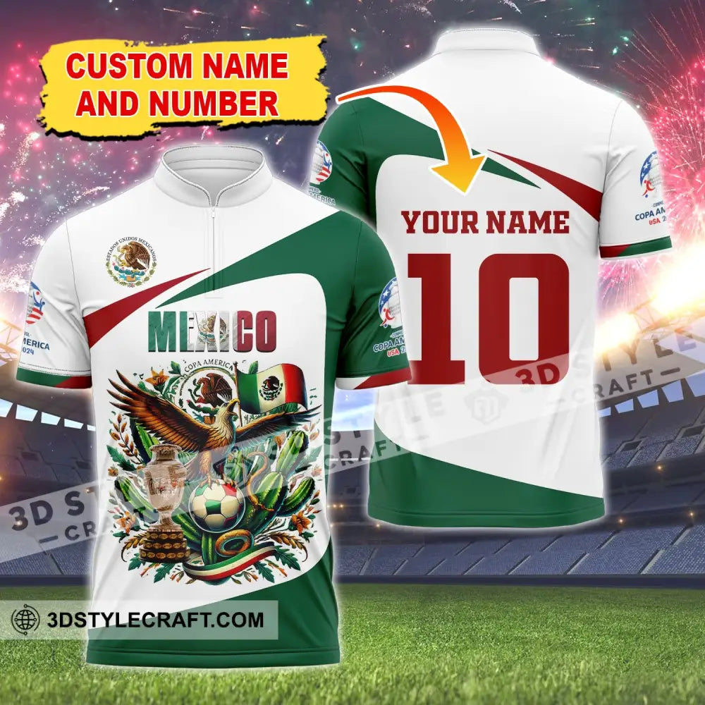 Unisex Shirt Custom Name And Number Mexico Football Polo Long Sleeve T-Shirt