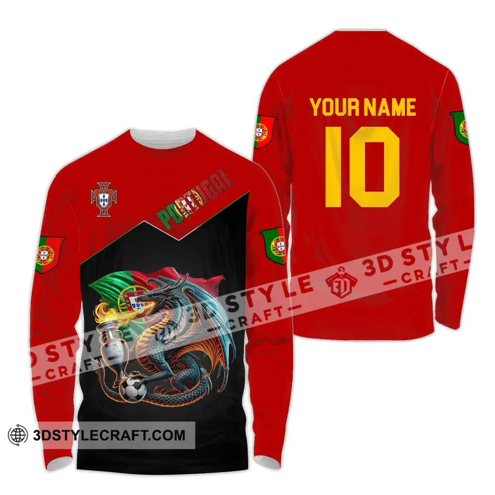 Unisex Shirt - Custom Name And Number National Team Sport Portugal Long Sleeve / S T-Shirt