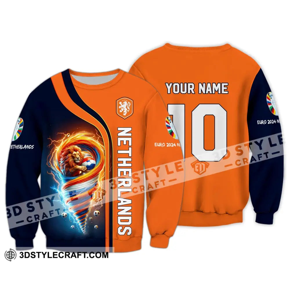 Unisex Shirt Custom Name And Number Netherlands Euro 2024 Football Polo Long Sleeve / S T-Shirt