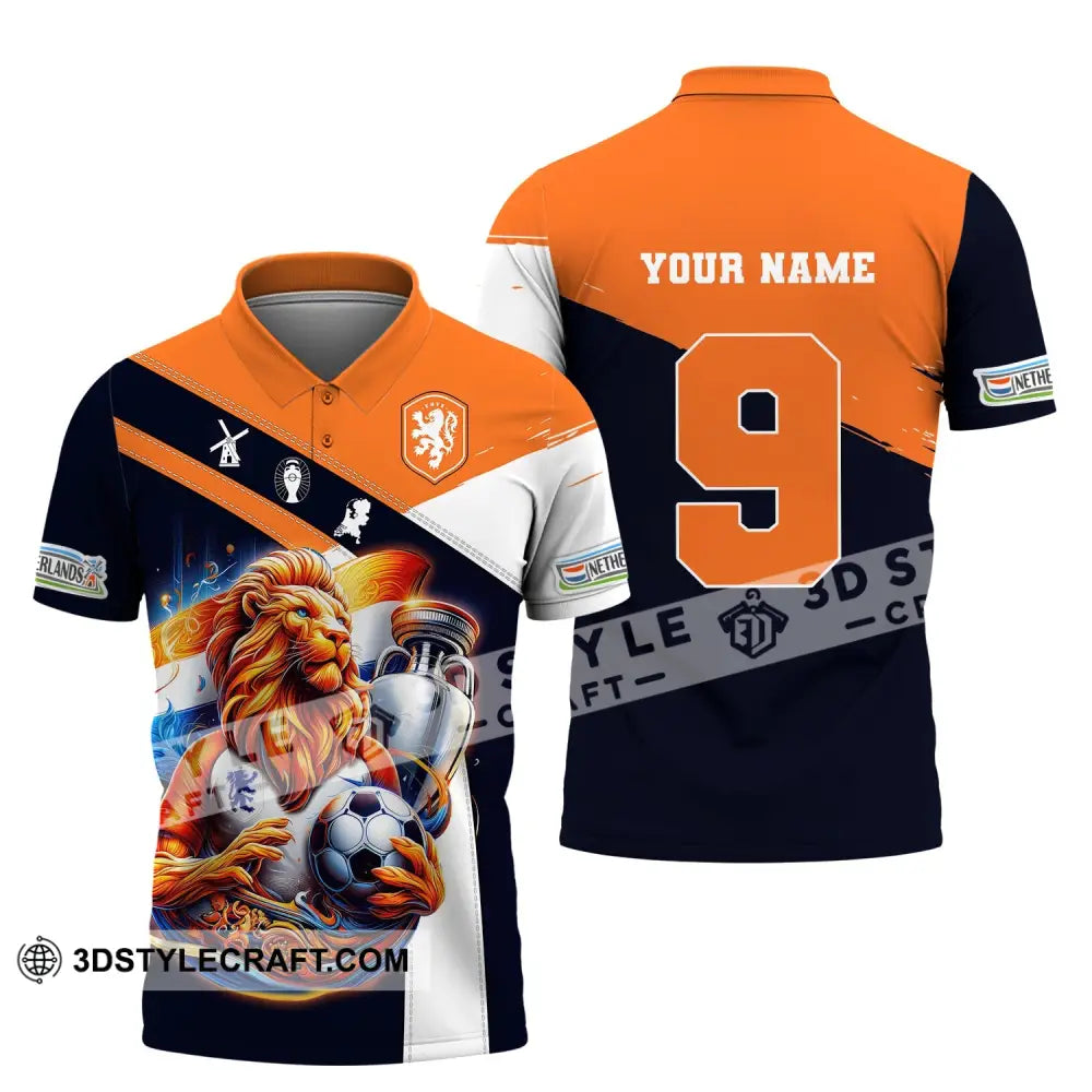 Unisex Shirt Custom Name And Number Netherlands Euro 2024 Football Polo Long Sleeve / S T-Shirt