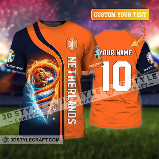 Unisex Shirt Custom Name And Number Netherlands Euro 2024 Football Polo Long Sleeve T-Shirt