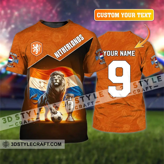 Unisex Shirt Custom Name And Number Netherlands Euro 2024 Football Polo Long Sleeve T-Shirt