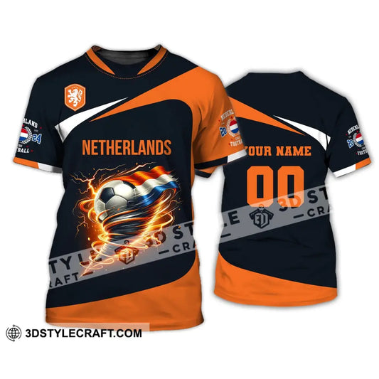 Unisex Shirt Custom Name And Number Netherlands Euro 2024 Football Polo Long Sleeve T-Shirt / S