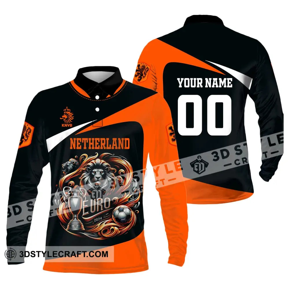 Unisex Shirt Custom Name And Number Netherlands Football Polo Long Sleeve / S T-Shirt