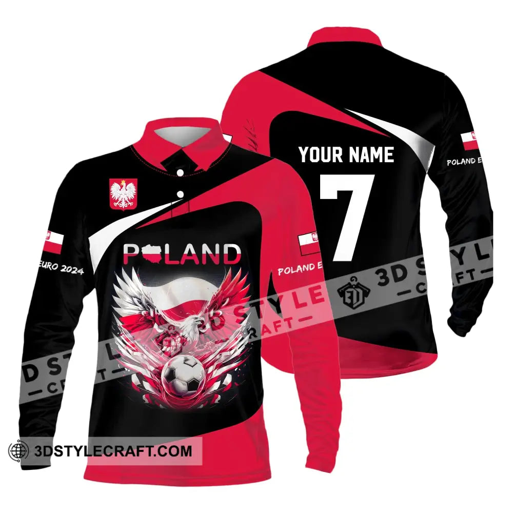 Unisex Shirt Custom Name And Number Poland Football 2024 Polo Long Sleeve / S T-Shirt