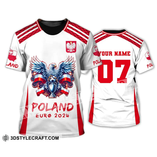 Unisex Shirt, Custom Name and Number Poland Football Shirt, Poland 2024 Shirt, Poland Football Polo Long Sleeve Shirt style option 3