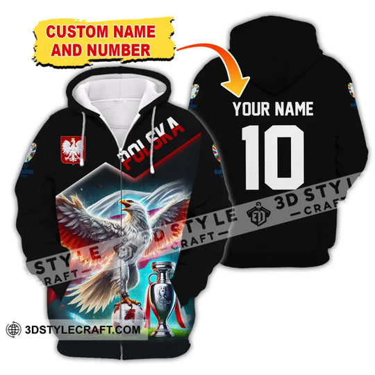 Unisex Shirt, Custom Name and Number Poland Football Polo Shirt, Euro 2024 Poland Football Hoodie Long Sleeve Shirt style option 4