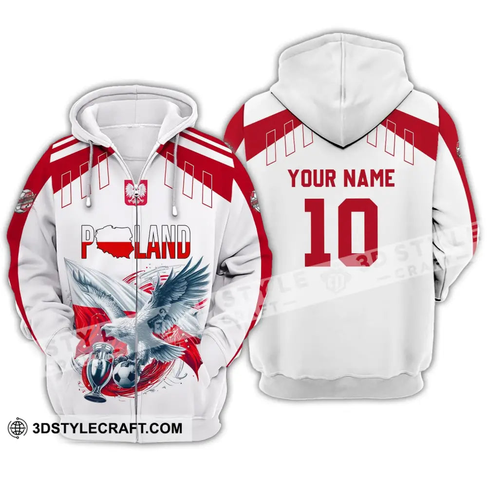 Unisex Shirt - Custom Name And Number Poland National Team Lover Zipper Hoodie / S T-Shirt