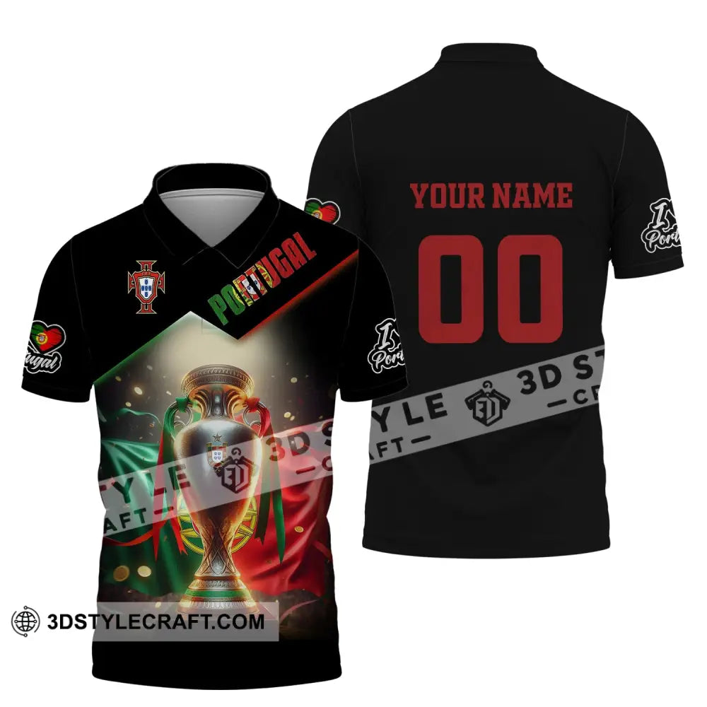 Unisex Shirt Custom Name And Number Portugal Euro 2024 Football Polo Long Sleeve / S T-Shirt