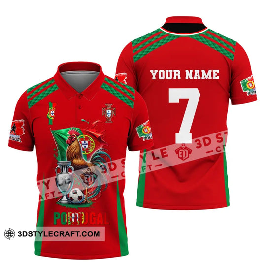 Unisex Shirt, Custom Name and Number Portugal Euro 2024 Football Shirt, Portugal Football Polo Long Sleeve Shirt style option 4