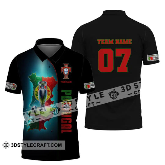 Unisex Shirt, Custom Name and Number Portugal Euro 2024 Football Shirt, Portugal Football Polo Long Sleeve style option 4