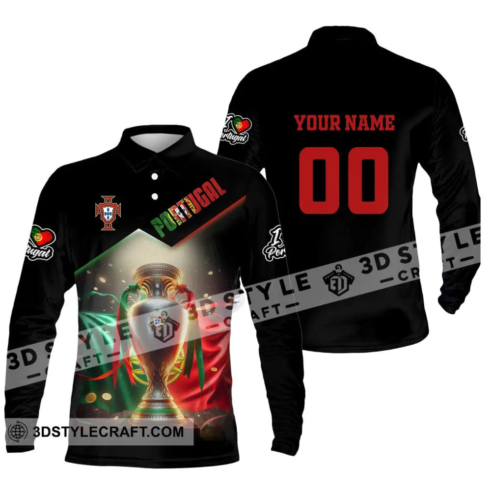 Unisex Shirt Custom Name And Number Portugal Euro 2024 Football Polo Long Sleeve / S T-Shirt