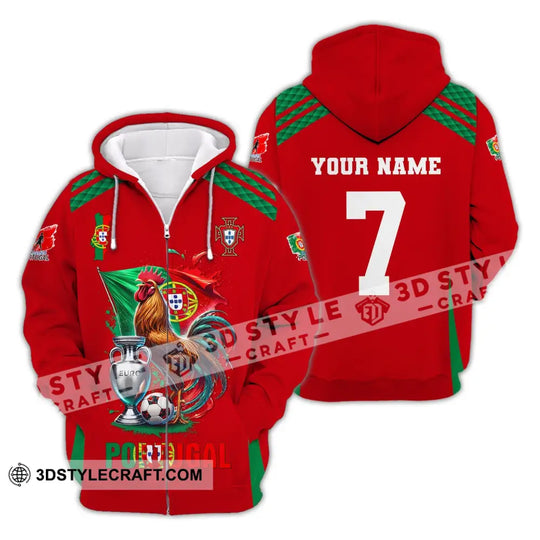 Unisex Shirt, Custom Name and Number Portugal Euro 2024 Football Shirt, Portugal Football Polo Long Sleeve Shirt style option 3