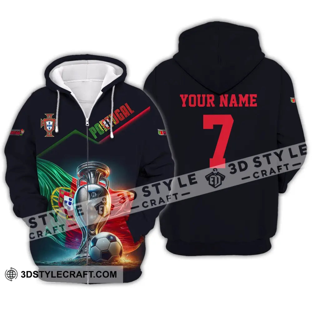 Unisex Shirt - Custom Name And Number Portugal Euro 2024 Team Zipper Hoodie / S T-Shirt