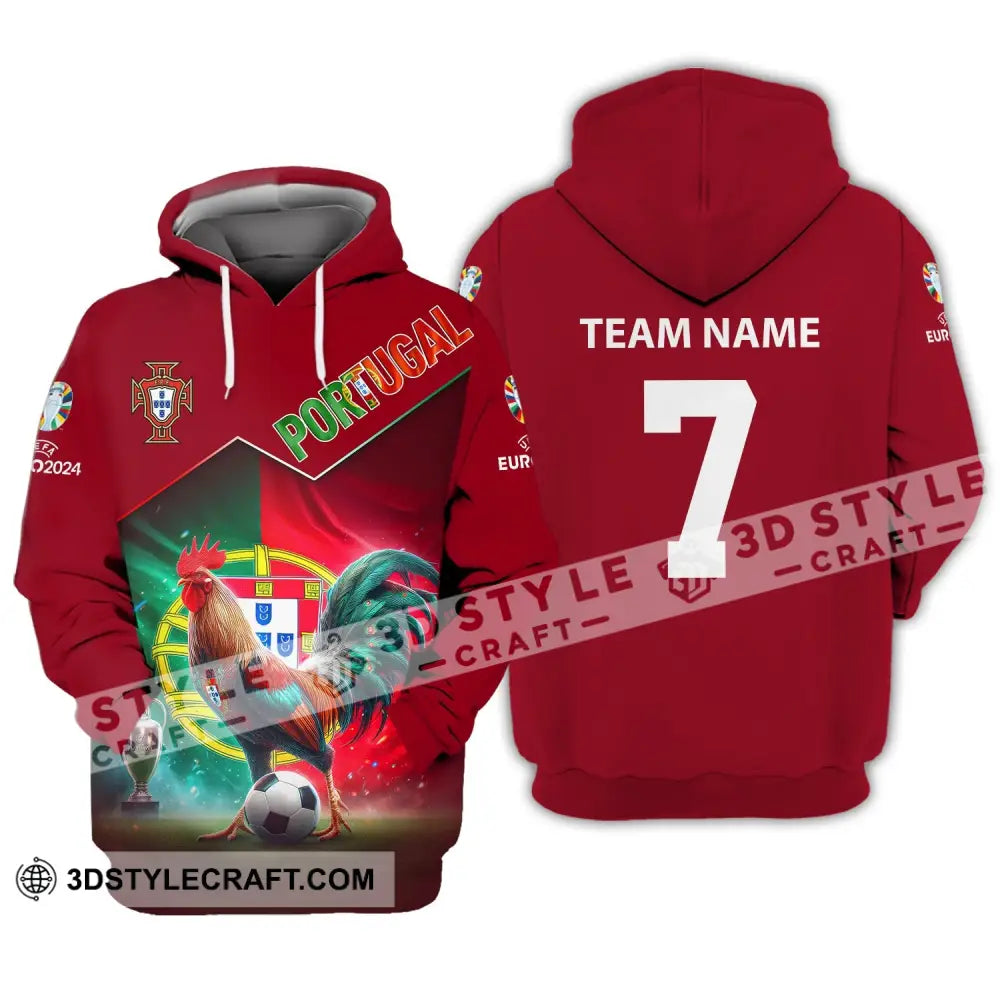 Unisex Shirt Custom Name And Number Portugal Football Euro 2024 Polo Long Sleeve Hoodie / S T-Shirt