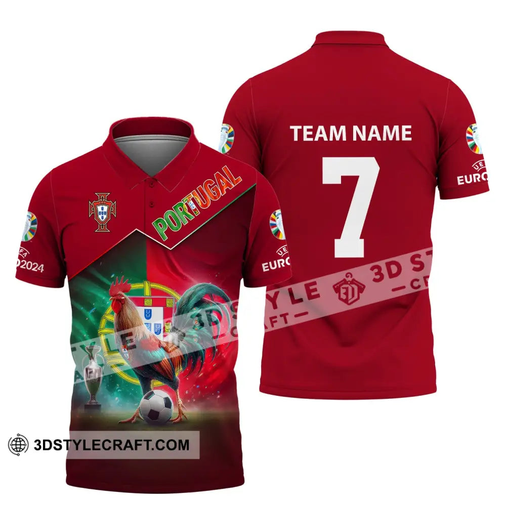 Unisex Shirt Custom Name And Number Portugal Football Euro 2024 Polo Long Sleeve / S T-Shirt