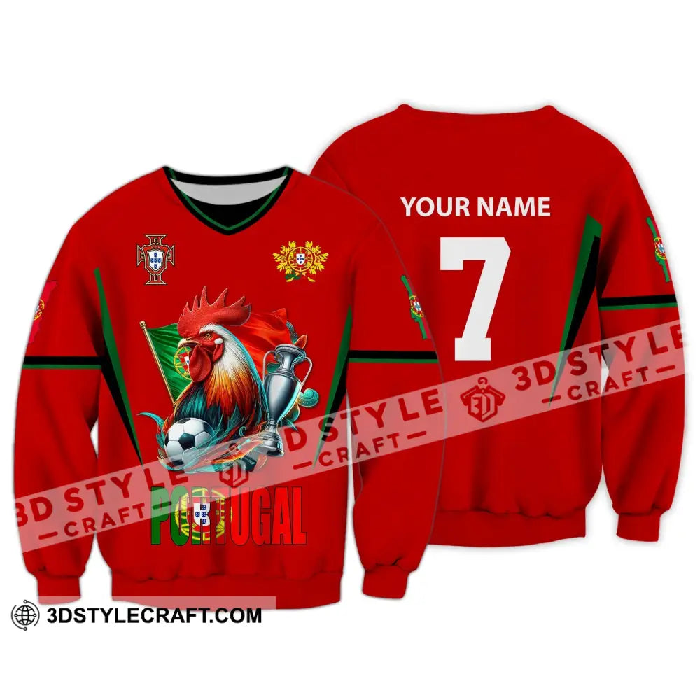 Unisex Shirt Custom Name And Number Portugal Football Euro 2024 Polo Long Sleeve / S T-Shirt