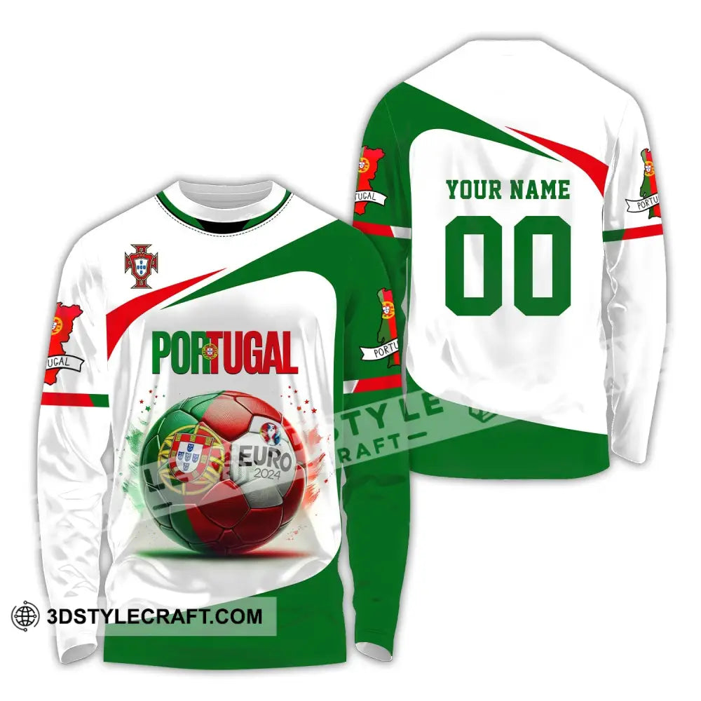 Unisex Shirt Custom Name And Number Portugal Football Euro 2024 Polo Long Sleeve / S T-Shirt