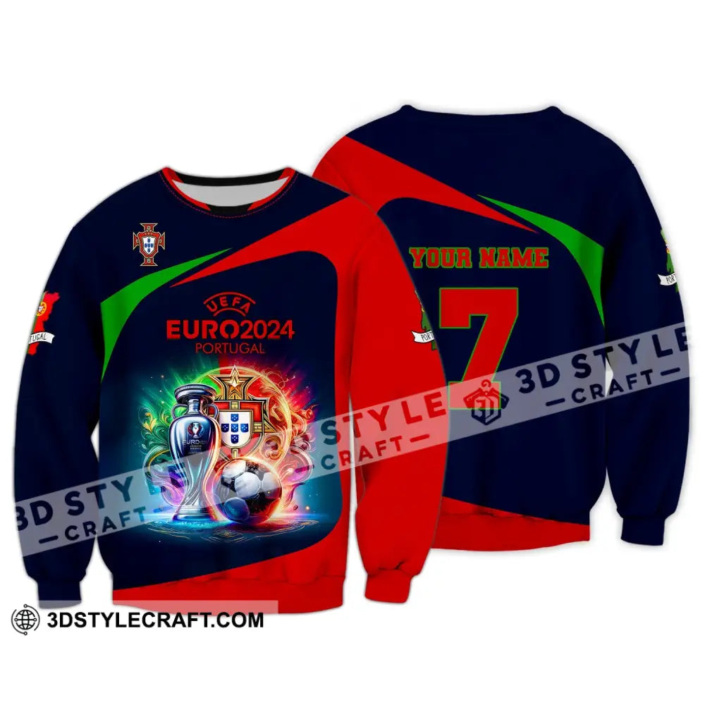 Unisex Shirt Custom Name And Number Portugal Football Euro 2024 Polo Long Sleeve / S T-Shirt