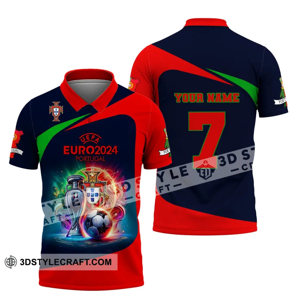 Unisex Shirt Custom Name And Number Portugal Football Euro 2024 Polo Long Sleeve T-Shirt