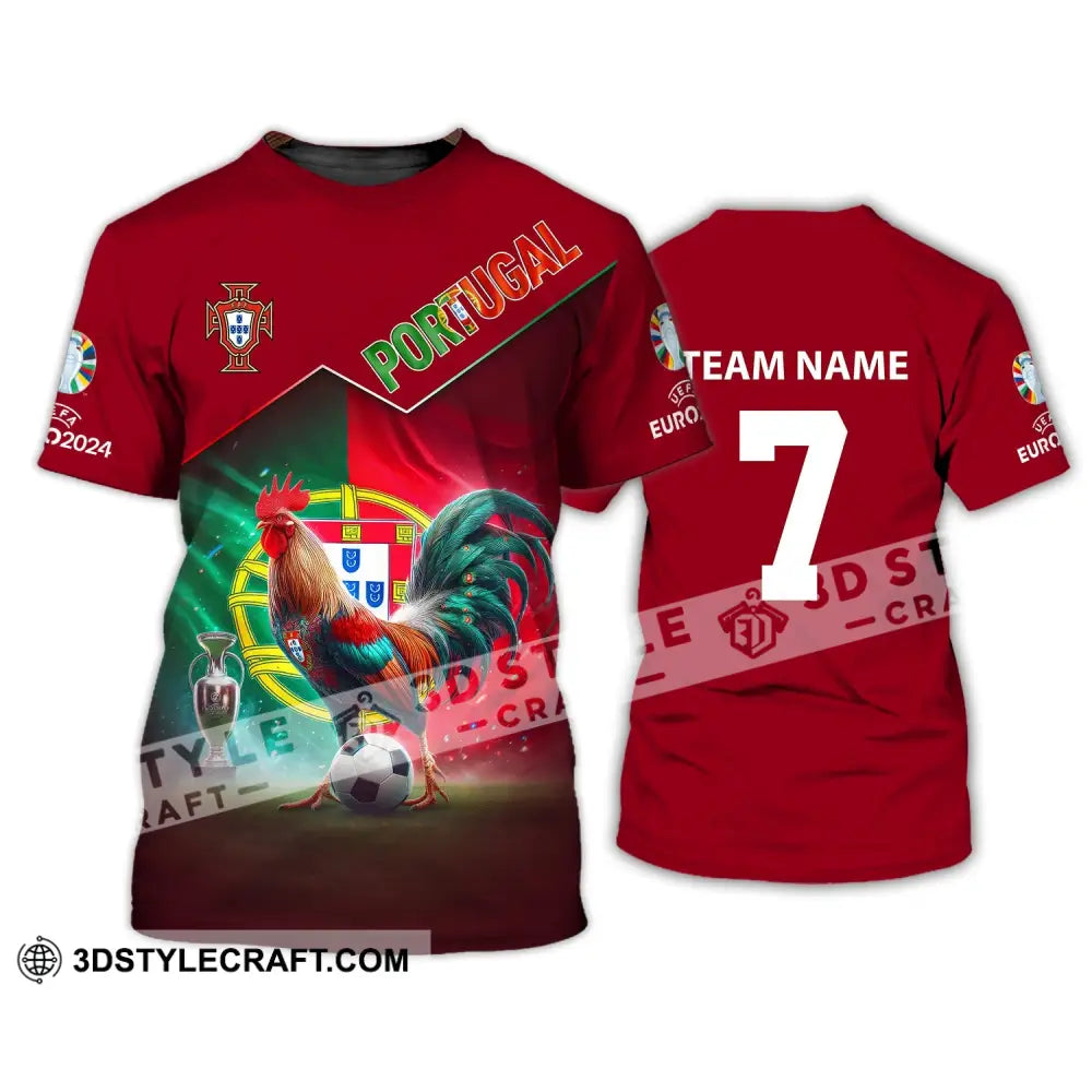 Unisex Shirt Custom Name And Number Portugal Football Euro 2024 Polo Long Sleeve T-Shirt / S