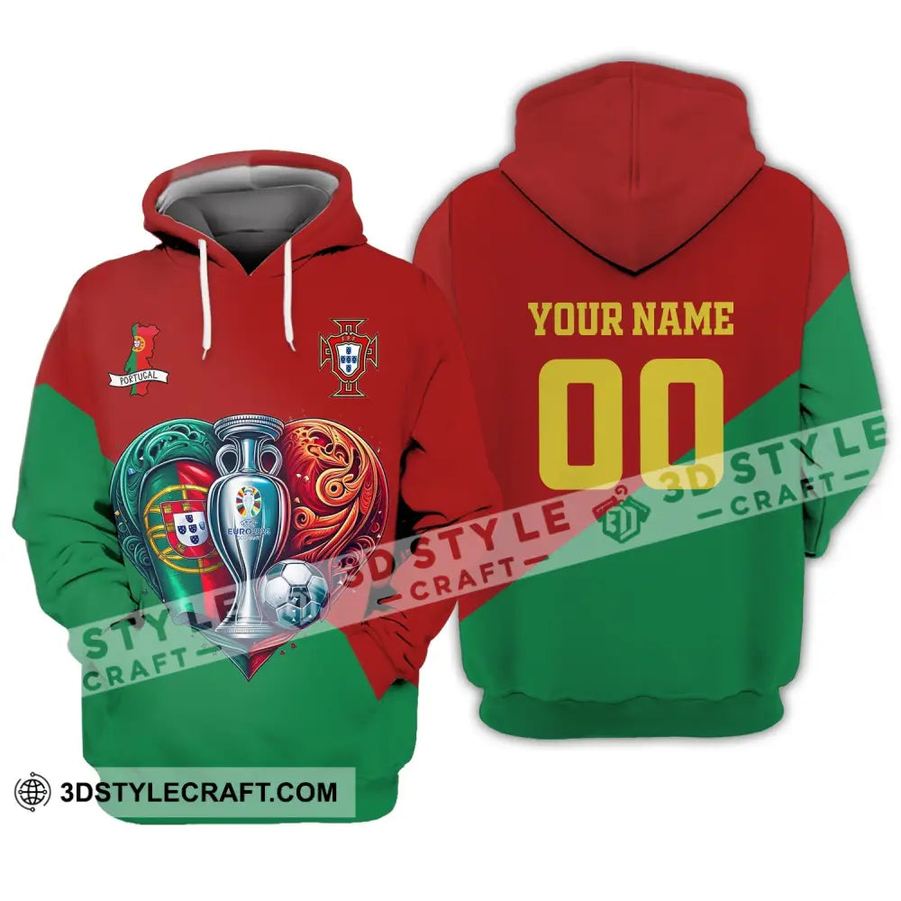 Unisex Shirt Custom Name And Number Portugal Football Polo Euro 2024 Hoodie Long Sleeve / S T-Shirt