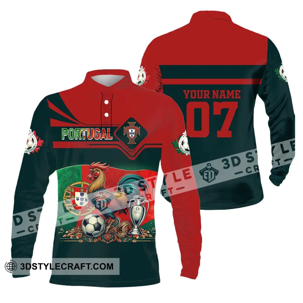 Unisex Shirt Custom Name And Number Portugal Football Polo Euro 2024 Hoodie Long Sleeve / S T-Shirt