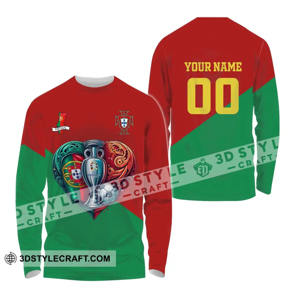 Unisex Shirt Custom Name And Number Portugal Football Polo Euro 2024 Hoodie Long Sleeve / S T-Shirt