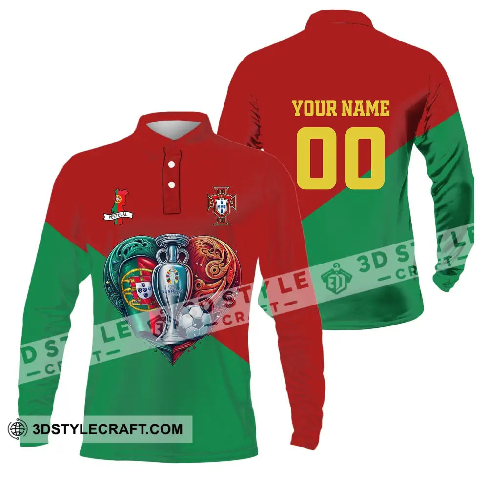 Unisex Shirt Custom Name And Number Portugal Football Polo Euro 2024 Hoodie Long Sleeve / S T-Shirt