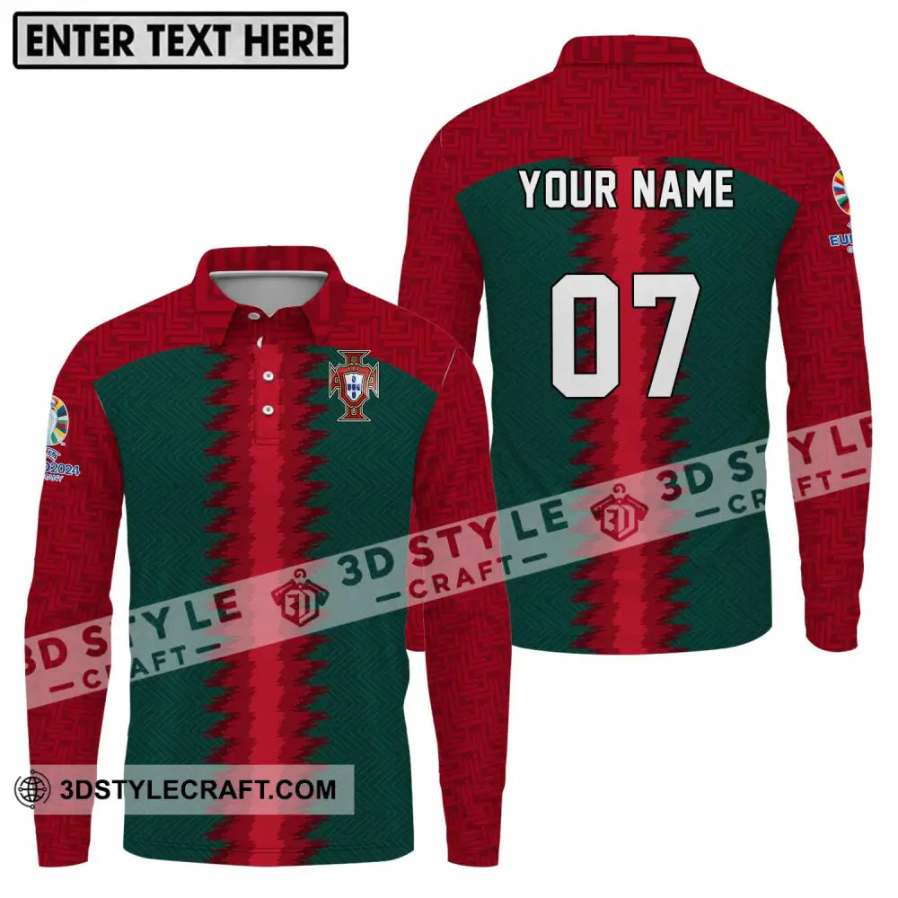 Unisex Shirt - Custom Name And Number Portugal Team Long Sleeve Polo / S T-Shirt