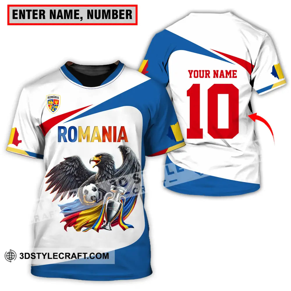 Unisex Shirt - Custom Name And Number Romania Eagle National Team Euro 2024 Cup Ball T-Shirt