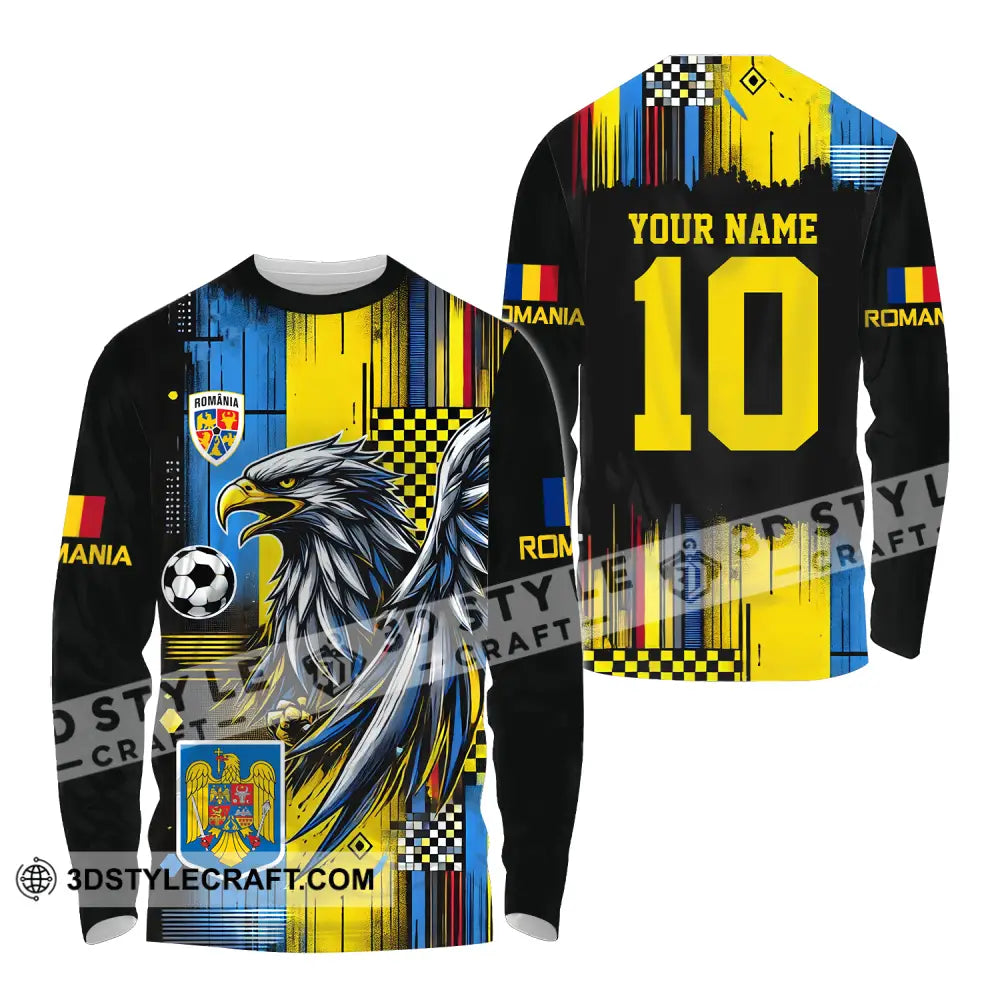 Unisex Shirt - Custom Name And Number Romania Enhance Long Sleeve / S T-Shirt