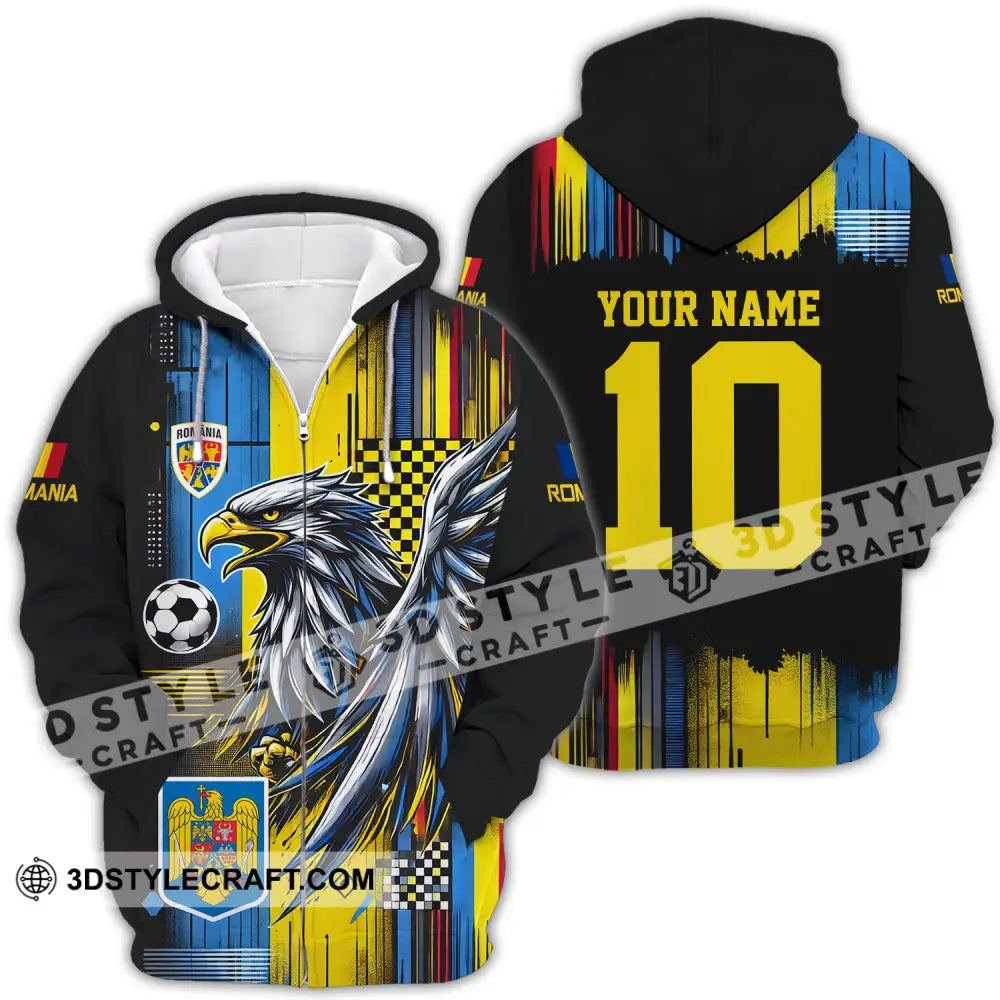 Unisex Shirt - Custom Name And Number Romania Enhance Zipper Hoodie / S T-Shirt