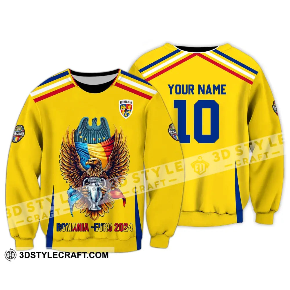 Unisex Shirt - Custom Name And Number Romania Euro 2024 Long Sleeve / S T-Shirt