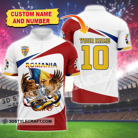 Unisex Shirt Custom Name And Number Romania Football Polo Euro 2024 Hoodie Long Sleeve T-Shirt