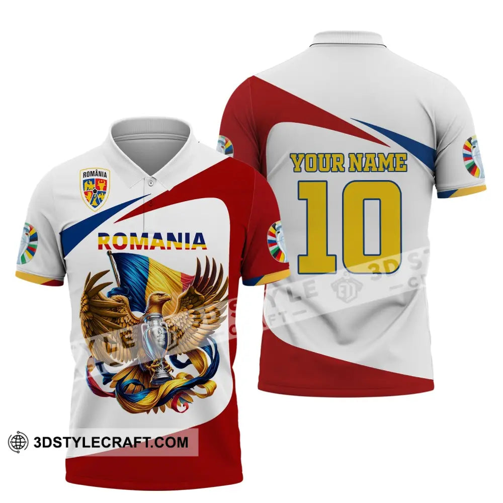 Unisex Shirt Custom Name And Number Romania Football Polo Euro 2024 Hoodie Long Sleeve T-Shirt