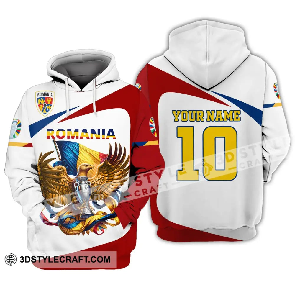 Unisex Shirt Custom Name And Number Romania Football Polo Euro 2024 Hoodie Long Sleeve T-Shirt