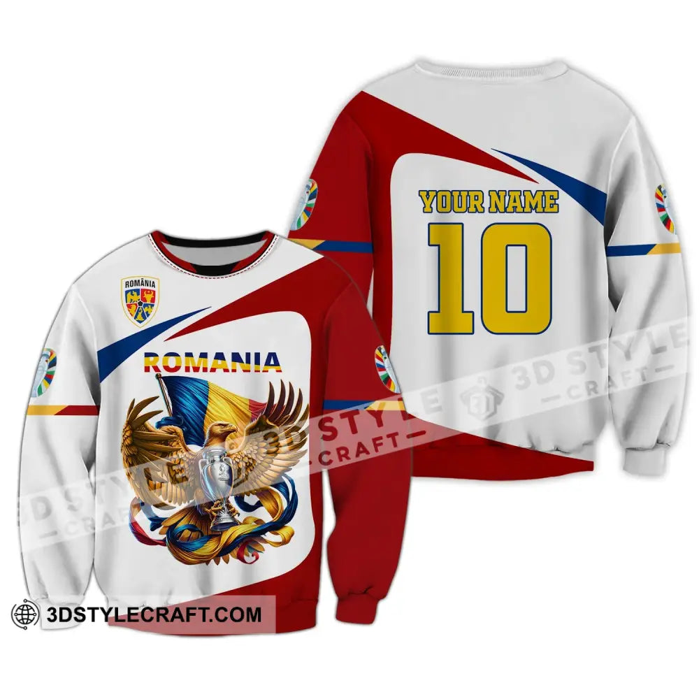 Unisex Shirt Custom Name And Number Romania Football Polo Euro 2024 Hoodie Long Sleeve T-Shirt