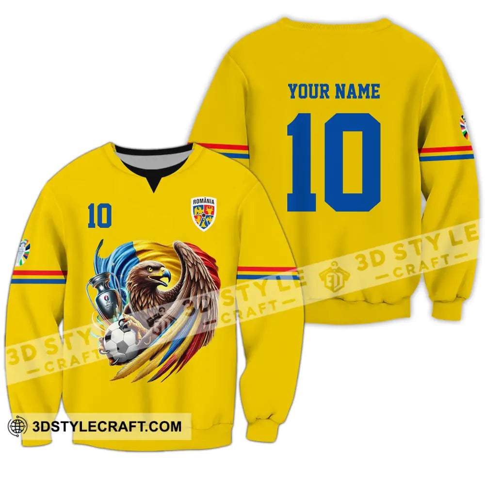 Unisex Shirt - Custom Name And Number Romania National Team Euro 2024 Cup Ball Long Sleeve / S