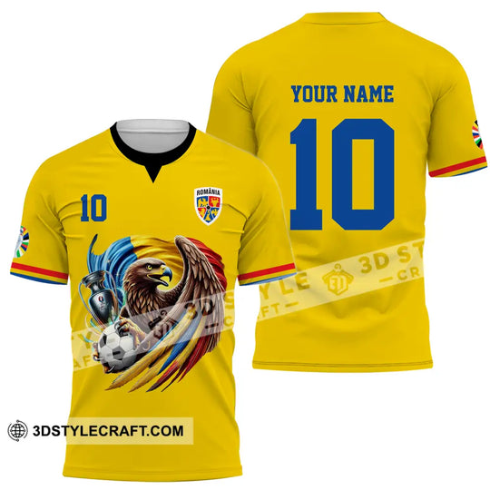 Unisex Shirt - Custom Name And Number Shirt, Romania National Team Euro 2024 Cup Ball style option 2