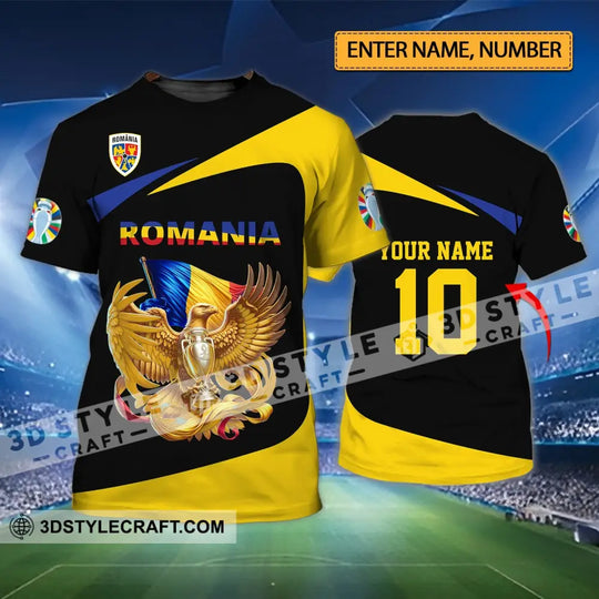 Unisex Shirt - Custom Name And Number Shirt, Romania National Team Euro 2024 style option 1