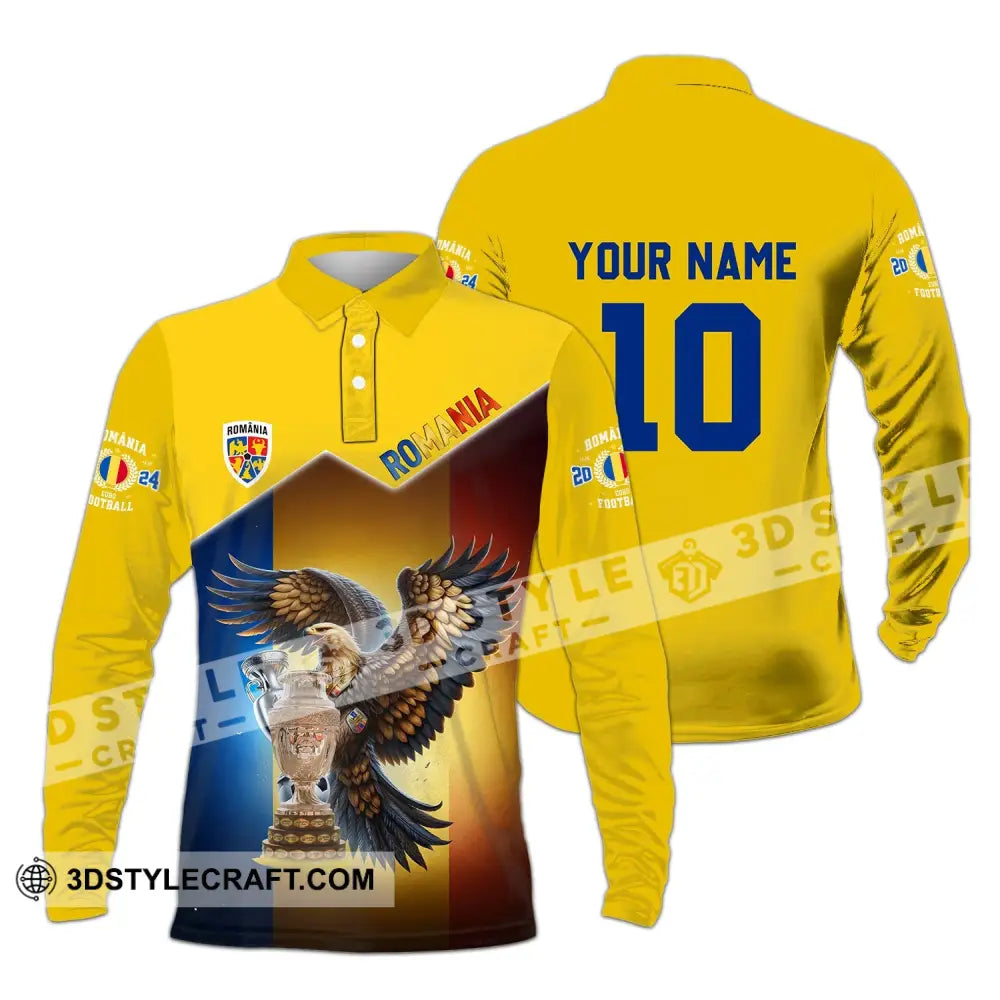 Unisex Shirt - Custom Name And Number Romania National Team Lover Long Sleeve Polo / S T-Shirt